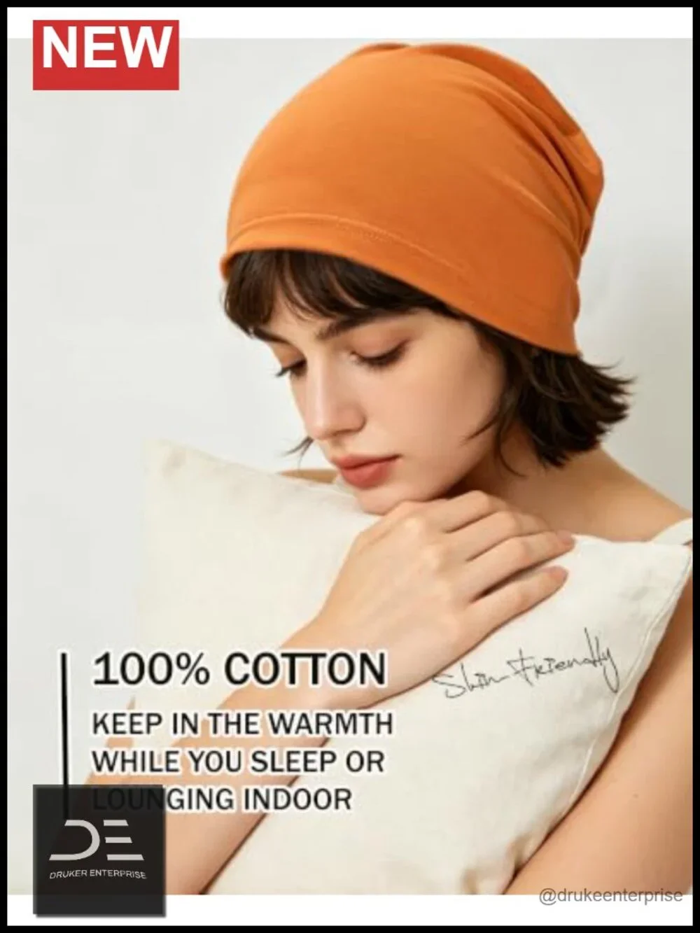100% Cotton Slouchy Beanie Hat Lightweight Breathable Skull Cap for Sensitive